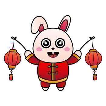 2023 Chinese new year. cute bunny illustration. With the feel of Chinese new year vector