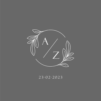 Letter AZ wedding monogram logo design creative floral style initial name template vector