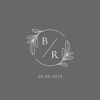 Letter BR wedding monogram logo design creative floral style initial name template vector
