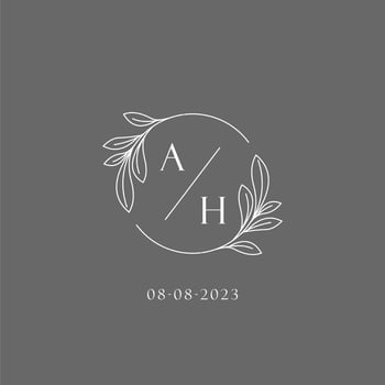 Letter AH wedding monogram logo design creative floral style initial name template vector