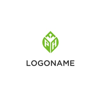 PH monogram with leaf logo design ideas, creative initial letter logo with natural green leaves vector