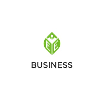 EE monogram with leaf logo design ideas, creative initial letter logo with natural green leaves vector
