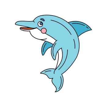 Dolphin doodle Vector color illustration isolated on white background