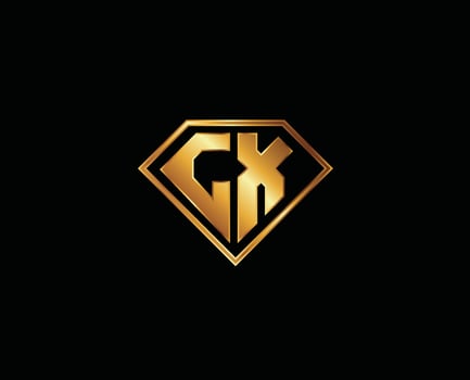 GX diamond shape gold color Letter Logo design vector