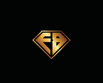 EB diamond shape gold color Letter Logo design vector