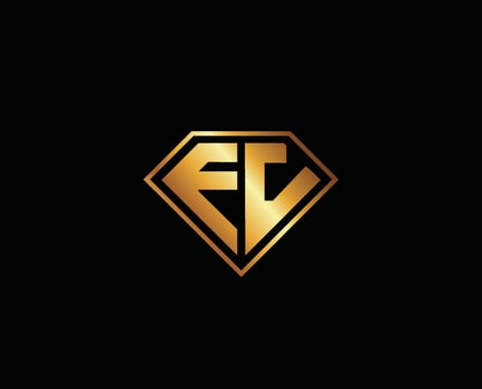 EC diamond shape gold color Letter Logo design vector