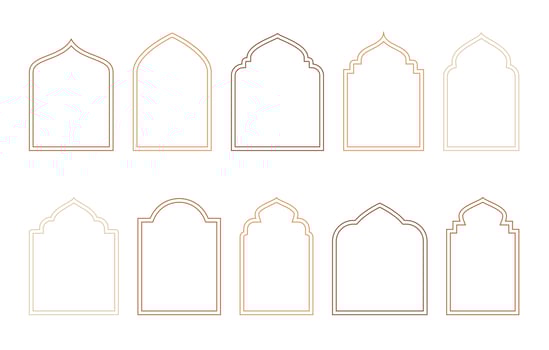 Islamic and ramadan kareem windows in oriental style. Border and frame with modern boho design template. vector