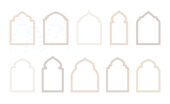 Islamic and ramadan kareem windows in oriental style. Border and frame with modern boho design template. vector
