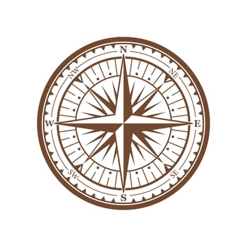Vintage compass wind rose nautical navigation sign vector