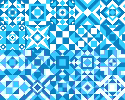 White and light blue ceramic tile pattern, mosaic vector