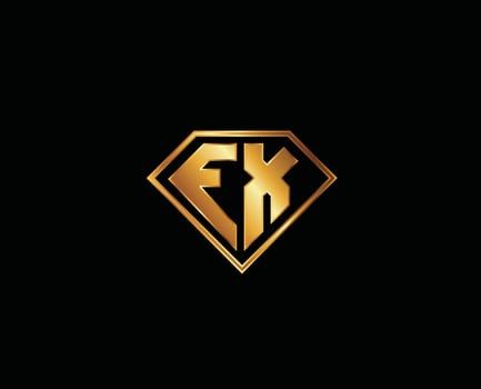 FX diamond shape gold color Letter Logo design vector
