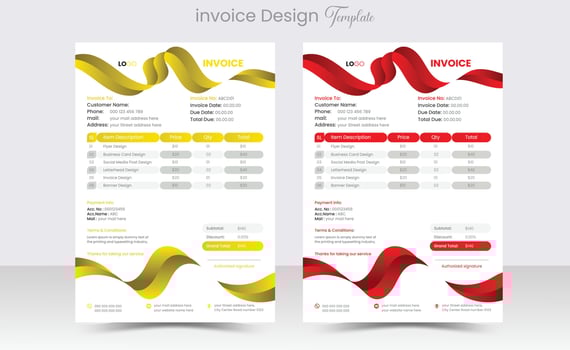 Minimal Corporate Business Invoice design template vector illustration bill form price invoice. Creative invoice template vector. business stationery design payment agreement design template