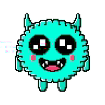 Pixel art cute monster colorful vector design mascot
