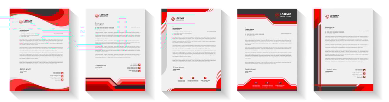 official minimal creative abstract professional newsletter corporate modern business proposal letterhead design template set with red color. letter head design set with red color. vector