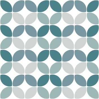 Modern minimalistic  geometric seamless pattern, rounded shapes, leaves in a blue color scheme on a white background vector
