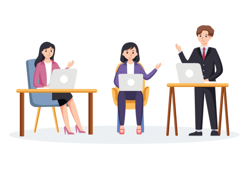 co-working space or remotely at home illustration png