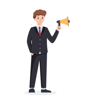 man holding megaphone. media marketing png