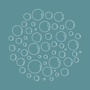 Hand-drawn water bubbles. Simple vector illustration isolated on blue background