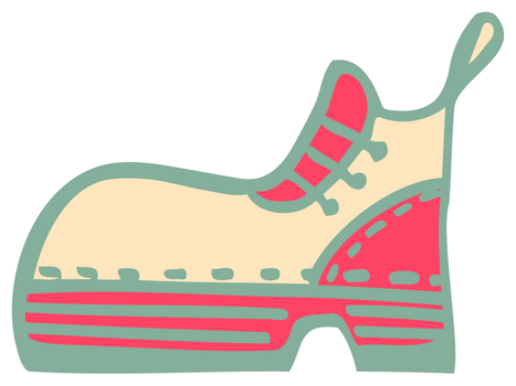 Color sticker groove hippy shoes element. Retro design of hipster icons. Doodle style graphic. Vintage trippy cartoon. 60s 70s 80s 90s trendy PNG illustration.
