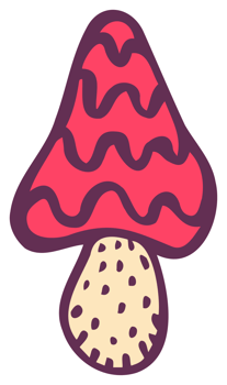 Color groove mushroom psychedelic stickers. Retro design of hipster icons Doodle style graphic. Vintage trippy cartoon 60 70 80 90 trendy PNG illustration