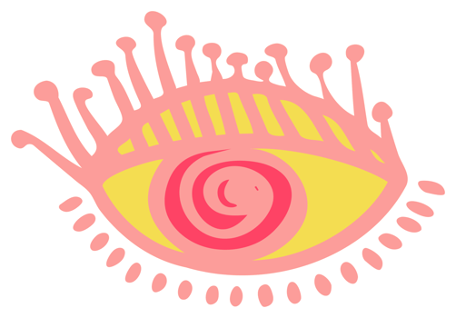 Color sticker of groove psychedelic eye Retro design of hipster icons Doodle style graphic. Vintage trippy cartoon. 60 70 80 90 trendy PNG illustration symbols
