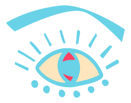 Color sticker of groove psychedelic eye Retro design of hipster icons Doodle style graphic. Vintage trippy cartoon. 60 70 80 90 trendy PNG illustration symbols