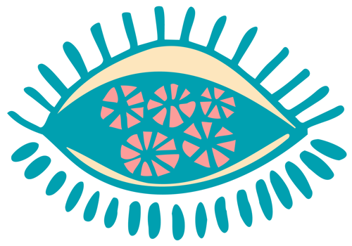 Color sticker of groove psychedelic eye Retro design of hipster icons Doodle style graphic. Vintage trippy cartoon. 60 70 80 90 trendy PNG illustration symbols