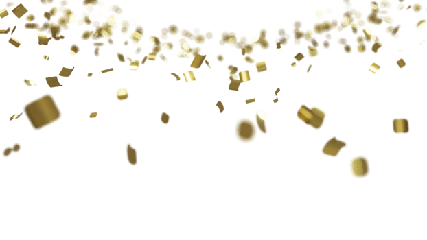 luxury flying gold confetti  frame png