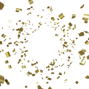 luxury flying gold confetti  frame png