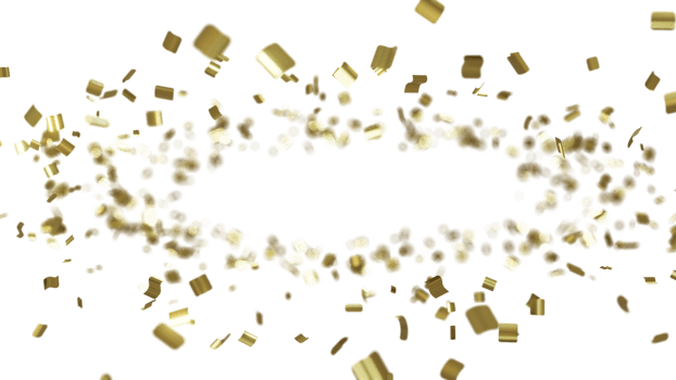 luxury flying gold confetti  frame png