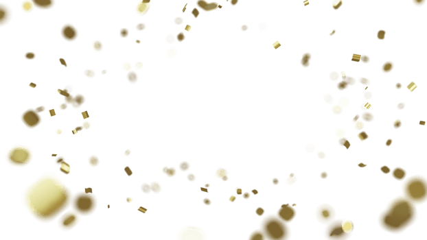 luxury flying gold confetti  frame png
