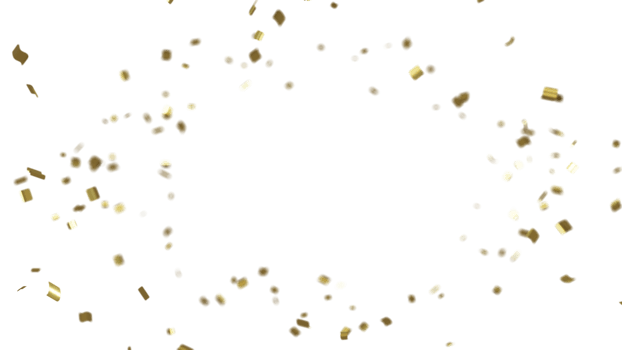 luxury flying gold confetti  frame png