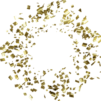 luxury flying gold confetti  frame png