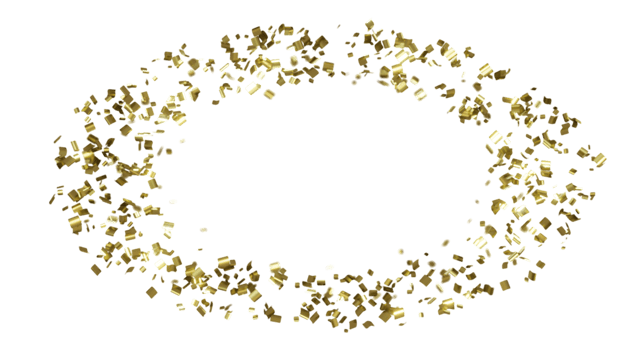 luxury flying gold confetti  frame png