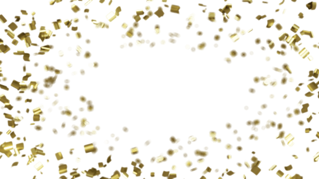 luxury flying gold confetti  frame png