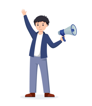 man holding megaphone. media marketing png