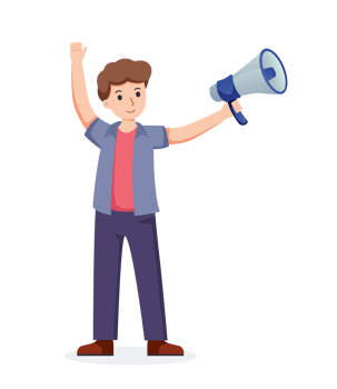 man holding megaphone. media marketing png