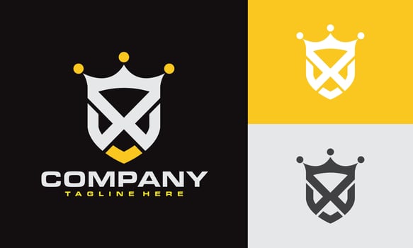 letter X shield crown logo vector