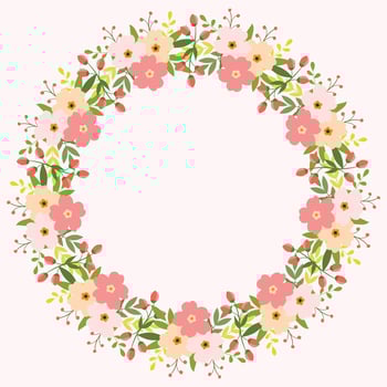 Flat floral design invitation with spring leaves and background. Invitation Template vector