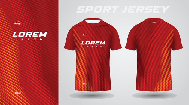 red shirt soccer football sport jersey template design mockup vector