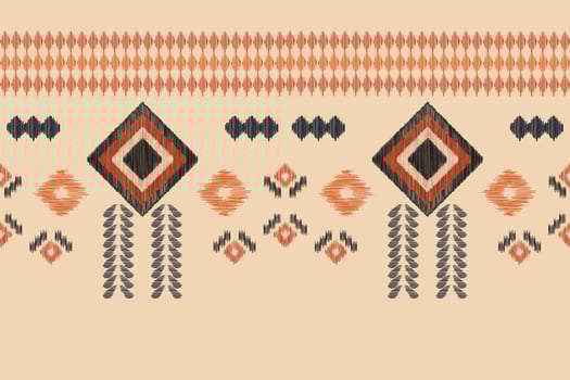 Ethnic Ikat fabric pattern geometric style.African Ikat embroidery Ethnic oriental pattern brown cream background. Abstract,vector,illustration.For texture,clothing,scraf,decoration,carpet,silk. vector