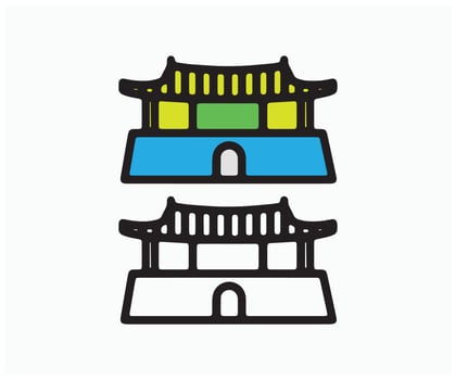Chinese traditional house temple vector icon