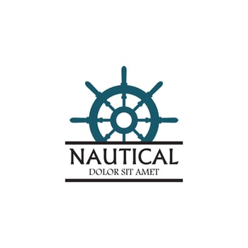 Cruise ship rudder template logo design with ocean waves. vector