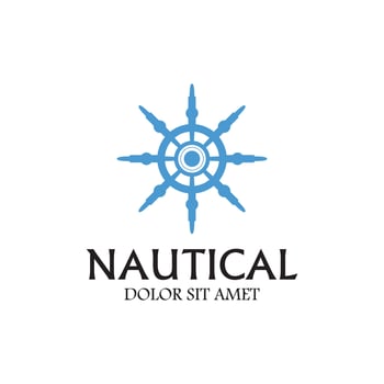 Cruise ship rudder template logo design with ocean waves. vector