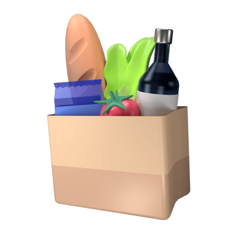 Groceries 3D illustration png