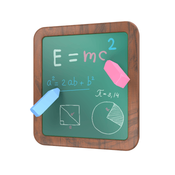 Math lesson chalkboard 3D illustration png