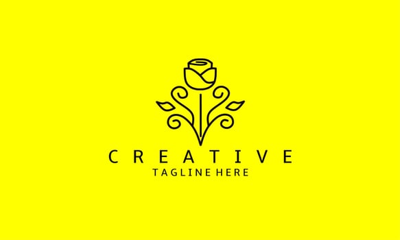 Linear flower logo design. Elegant, classic elements. It can be used for the jewelry, beauty and fashion industries. Great for logos, invitations, flyers, menus, flyers, or any idea you want vector