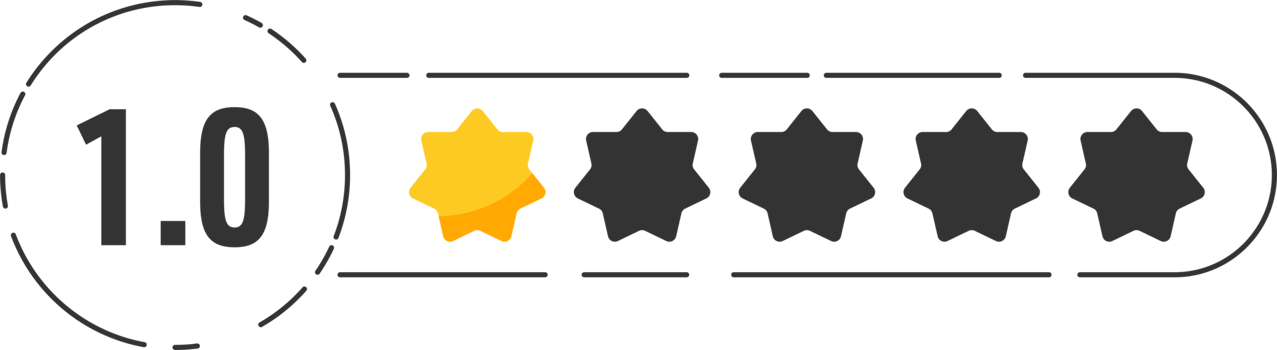 Rating star badge with gold stars and numbers png