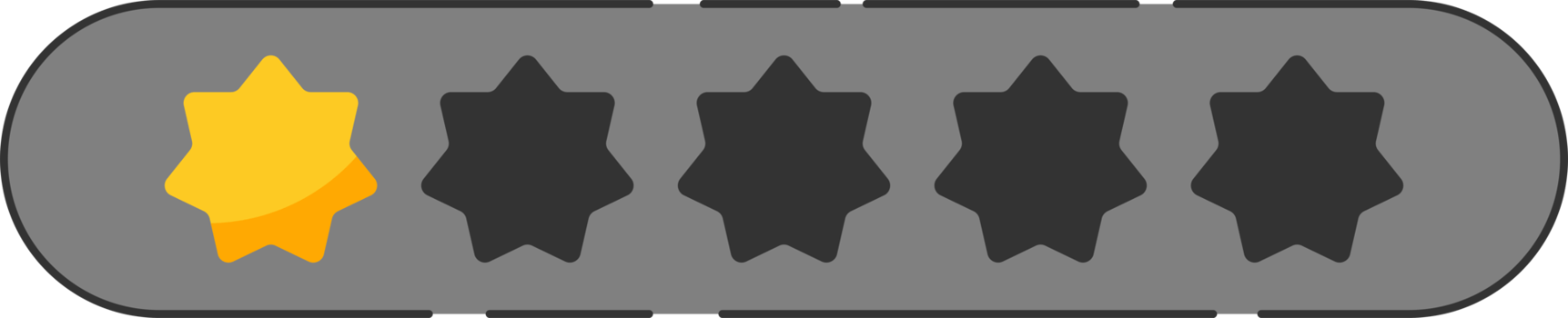 Rating star badge with gold stars and numbers png