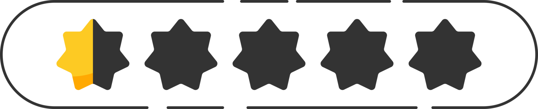 Rating star badge with gold stars and numbers png